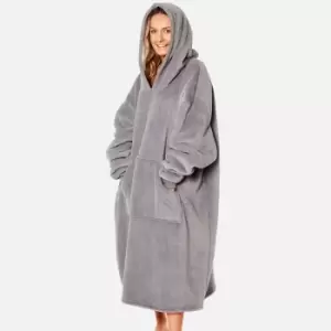 Sienna Coral Extra Long Fit Adult Fleece Oversized Blanket Hoodie Charcoal