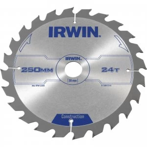 Irwin ATB Construction Circular Saw Blade 250mm 24T 30mm