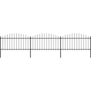Garden Fence with Spear Top Steel (1.25-1.5)x5.1 m Black Vidaxl Black