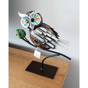 Country Living Hand Painted Metal Owl on Branch 26cm