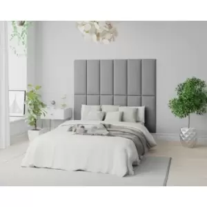 Aspire EasyMount Wall Mounted Upholstered Panels, Modular DIY Headboard in Eire Linen Fabric, Grey (Pack of 8)