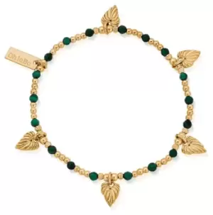 ChloBo GBMFB3241 Leaf Heart Malachite Gold Plated Bracelet Jewellery