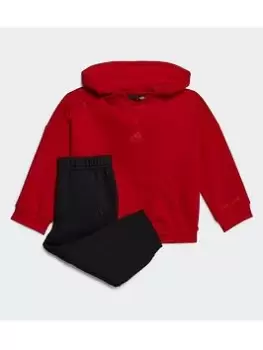 Boys, adidas Fleece Tracksuit, Red, Size 2-3 Years