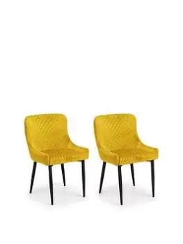 Julian Bowen Luxe Set Of 2 Velvet Dining Chairs - Mustard