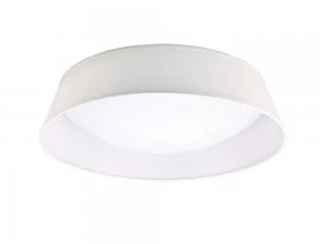 Flush Ceiling LED Cylindrical 60cm Off White 3000K, 3000lm, White Acrylic with Ivory White Shade