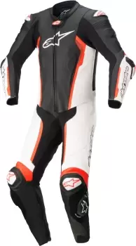 Alpinestars Missile V2 One Piece Motorcycle Leather Suit, black-white-red, Size 52, black-white-red, Size 52