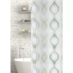 Showerdrape - Fiesta Stripe Polyester Shower Curtain Green - Green