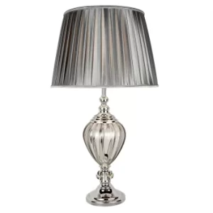 Greyson 1 Light Glass Table Lamp Grey, Clear with Grey Shade, E27