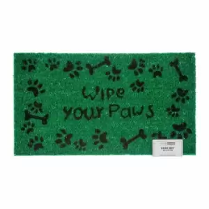 HOMESCAPES Wipe Your Paws Coir Door Mat - Green