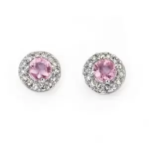Elements White Gold Pink Sapphire Diamond Cluster Stud Earrings GE892PZ475