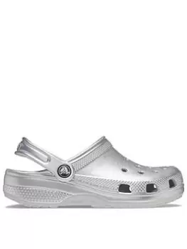 Crocs Classic Clog Graphics Sandal, Silver, Size 2 Older