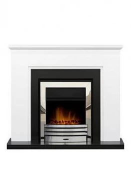 Adam Fires & Fireplaces Greenwich Fireplace In White and Black With Eclipse Chrome Electric Fire