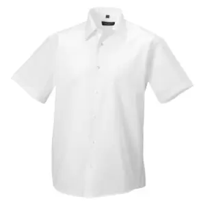 Russell Collection Mens Short Sleeve Tailored Ultimate Non-Iron Shirt (17inch) (White)