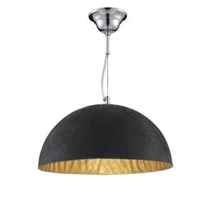 1 Light Dome Ceiling Pendant Black, Gold, E27