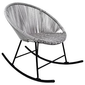 Charles Bentley Bali Rocking Chair Grey PE Rattan, Powder Coated Steel Frame