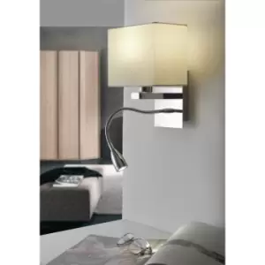 Bed LED Reading Light, Chrome, Square Shade
