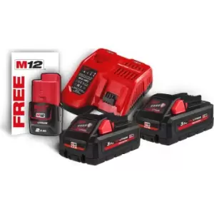 Milwaukee M18 HNRG 18v Cordless Battery Charger and Twin 3ah Batteries 3ah