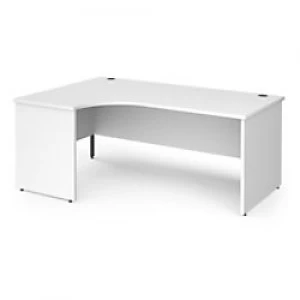 Dams International Left Hand Ergonomic Desk with White MFC Top and Graphite Panel Ends and Silver Frame Corner Post Legs Contract 25 1800 x 1200 x 725