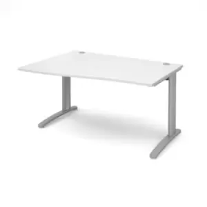 Office Desk Left Hand Wave Desk 1400mm White Top With Silver Frame TR10