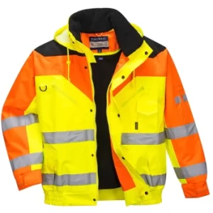 Contrast Plus Hi Vis Bomber Jacket and Detachable Lining Yellow M