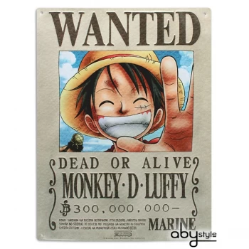 One Piece - Luffy Wanted (28 x 38cm) Metal Plate