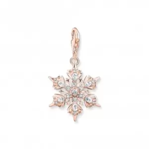 Sterling Silver Rose Gold Plated Zirconia White Snowflake Charm 1903-416-14