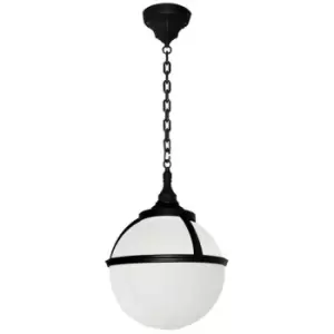 Elstead - Glenbeigh - 1 Light Outdoor Globe Ceiling Chain Lantern Black IP44, E27