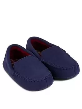 TOTES Boys Moccasin Slipper - Navy, Size 11-12 Younger
