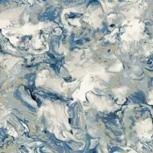 Elixir Marble Blue Wallpaper 166504 - Feature Metallic Marble Effect - Muriva