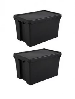 Wham Set Of 2 Heavy Duty Recycled Plastic Storage Boxes ; 62 Litres Each