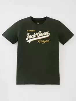 Jack & Jones Junior Boys Logo 2 Colour Tshirt - Mountain View, Green, Size 10 Years