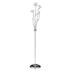 Bellis 3 Light Flower Design Floor Lamp Chrome and Glass, G9