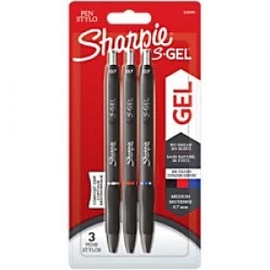 Sharpie Retractable Gel Pen 0.7mm Black, Blue, Red Pack of 3