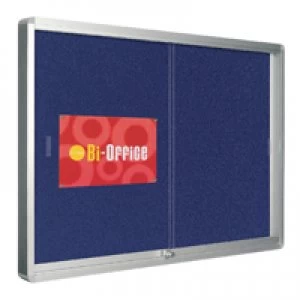 Bi-Office Lockable Glazed Display Case 890x625mm 8xA4 Sheets Blue Felt