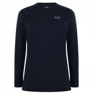 Jack Wolfskin Jack Corp Logo Long Sleeved T Shirt - Night Blue