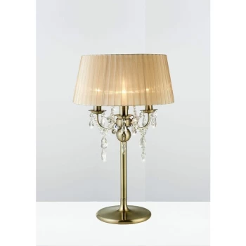 Olivia Table Lamp with Bronze Shade 3 Bulbs Antique Brass / Crystal