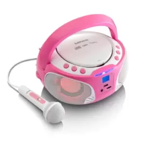 Lenco Portable Radio/CD Player with Microphone - Pink