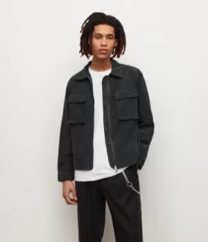 AllSaints Mens Clifton Organic Cotton Corduroy Jacket, Black, Size: XL