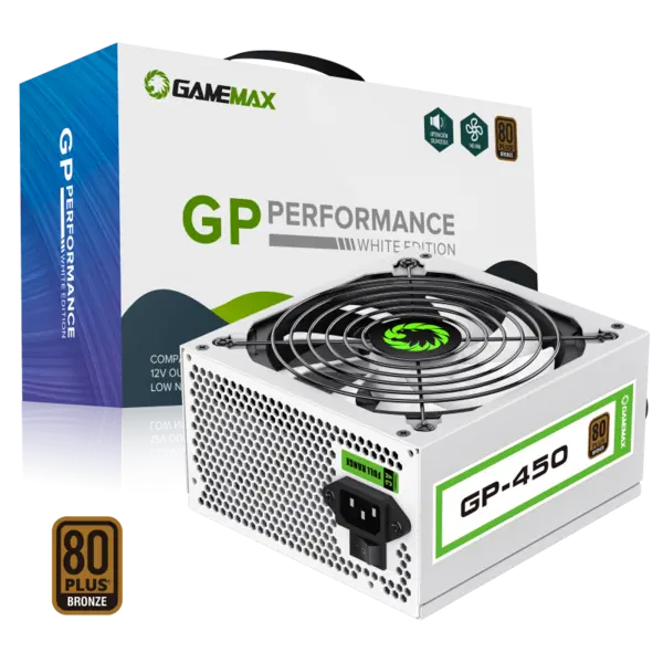 GameMax GP450 80+ Bronze PSU - WHITE