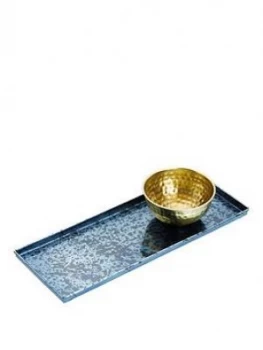 Kitchencraft Artes&Agrave; Blue Galvanised Serving Platter With Brass Bowl