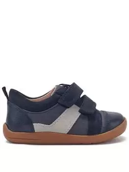 Start-rite Boys Maze Leather Canvas Double Riptape First Trainers - Navy, Size 5.5 Younger