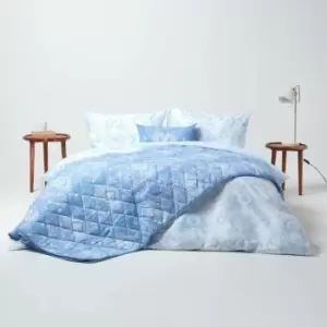 Blue French Toile Patterned Bedspread, 200 x 200cm - Blue - Homescapes