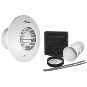 Xpelair Simply Silent LV100 4/100MM Round SELV Bathroom Fan With Humidistat, Pullcord, Timer and Wall Kit - 93015AW