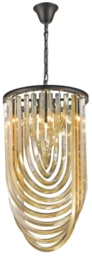 Spring 3 Light Ceiling Pendant Black Chrome, Champagne gold with Crystals, E14