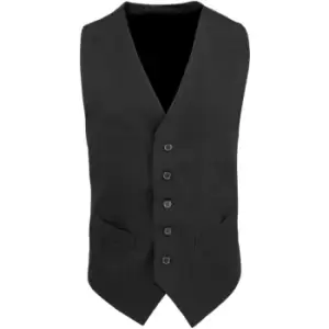 Premier Mens Lined Polyester Waistcoat / Catering / Bar Wear (Pack of 2) (XL) (Black) - Black