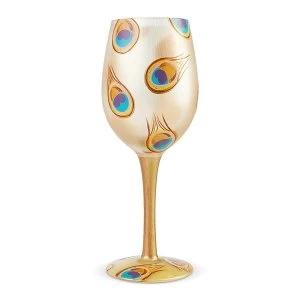 Golden Peacock Wine Glass