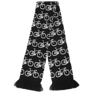 FLOSO Unisex Bicycle Pattern Knitted Winter Scarf With Fringe (One Size) (Black/White)