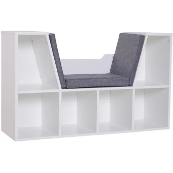 Bookcase Reading Seat Storage Unit Six Cubes Home Bedroom White - Homcom