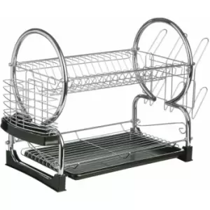2 Tier Dish Drainer with Black Plastic Tray - Premier Housewares