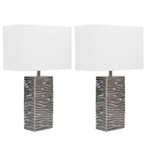 Etienne Pair of Silver Table Lamps